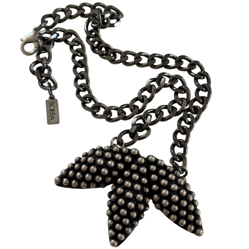 Boera Teresa Rae Signed NECKLACE sculptural Statement Silver Modernist Brutalist